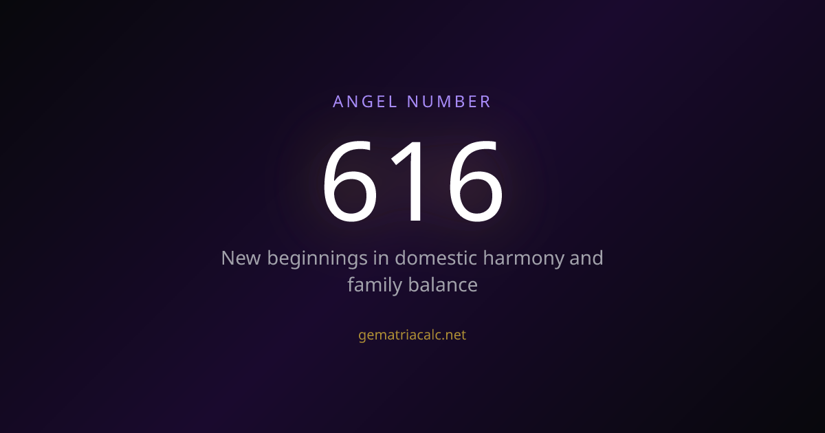 616 Gematria Meaning — Angel Number & Hebrew Value | Gematria Calculator