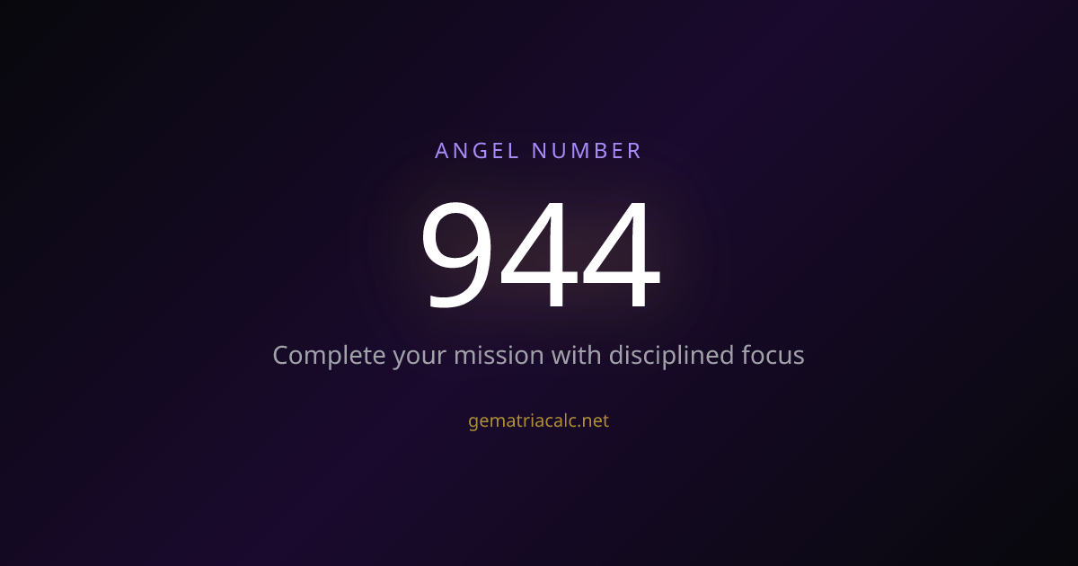 944 Gematria Meaning — Angel Number & Hebrew Value | Gematria Calculator